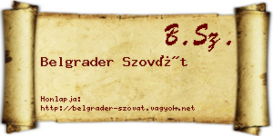 Belgrader Szovát névjegykártya